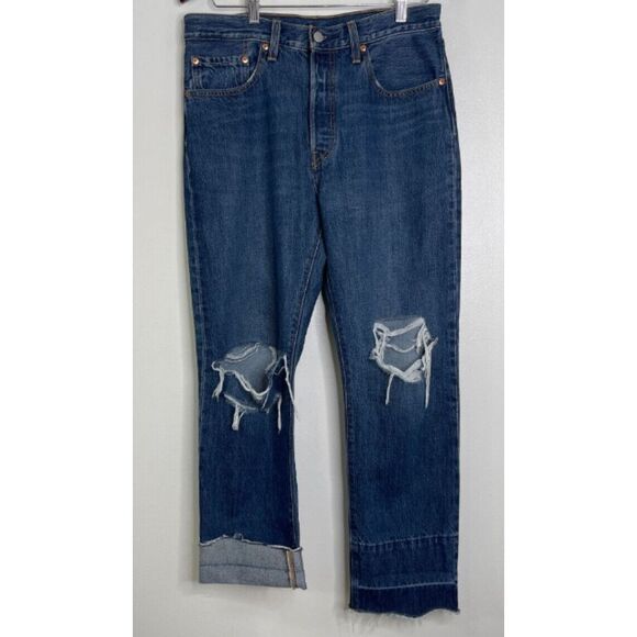 Levi's Denim - Levi's 501 Original Cropped High Waist Jeans Raw Drop Hem Women's Size 30